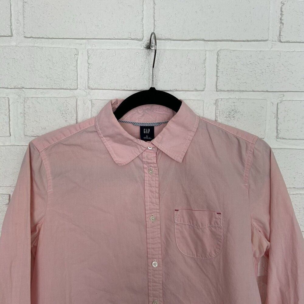 Gap Button Up Shirt Womens 6 Pink Tiny Pocket 5 Button Cuff Preppy Unique